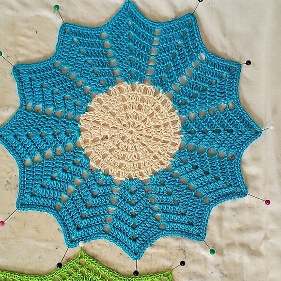 Elegant Cream and Blue Crochet Table Linen - Picture 4 of 5